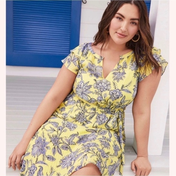 Loft Petite Trellis Garden Ruffle Sleeve Dress - MP - Picture 4 of 9